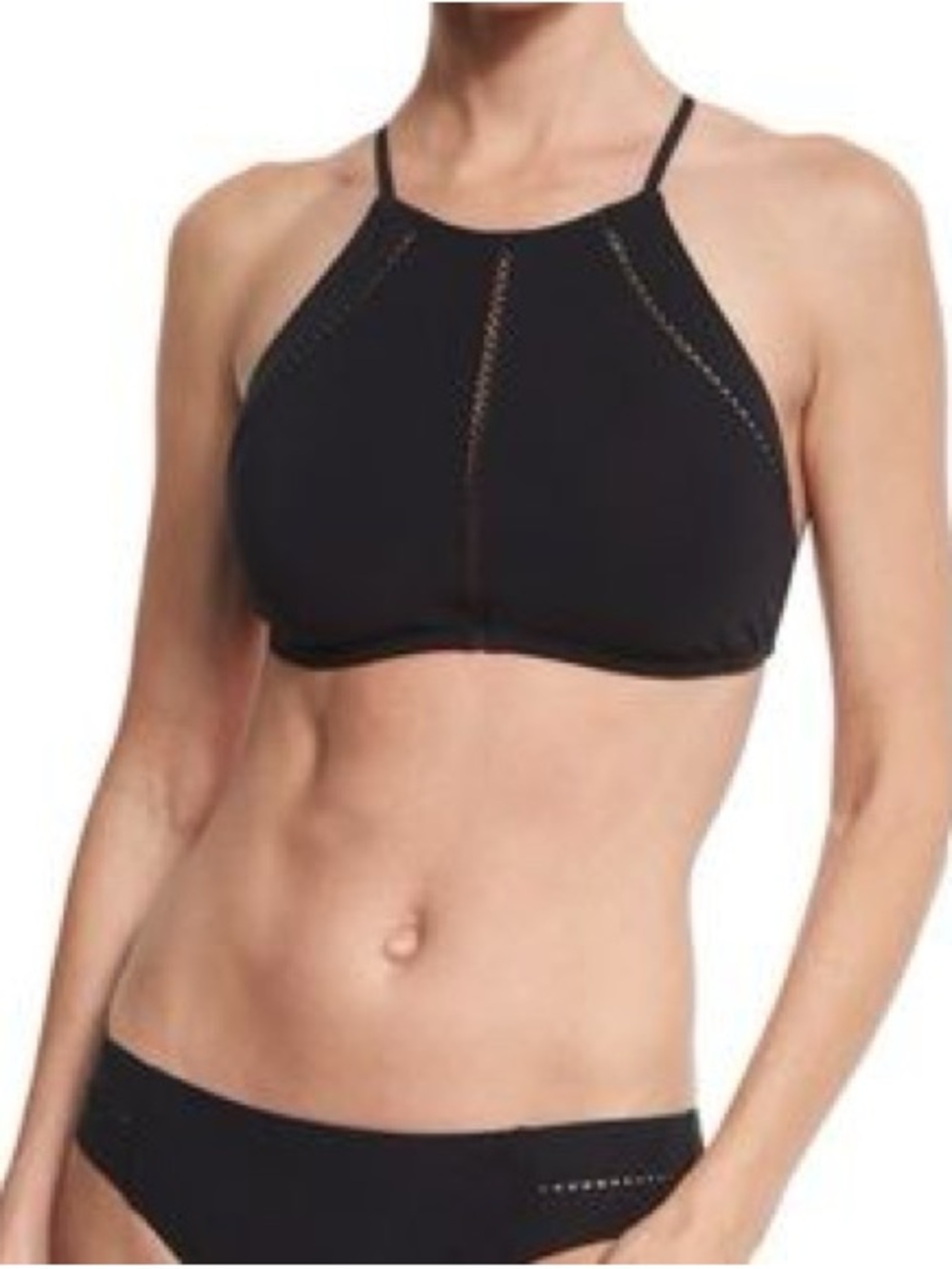 Tory Burch Solid Lattice High Neck Bikini top - M